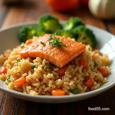 Salmon Fried Rice so good Quick Flaky Salmon Sesame Rice Recipe Card