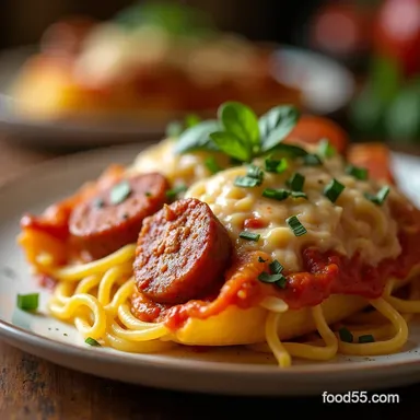 Hearty Sausage Ricotta Spaghetti Squash Lasagna Boats Recipe Card