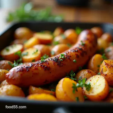 Summer Vegetables with Sausage and Potatoes Easy Traybake Recipe Recipe Card