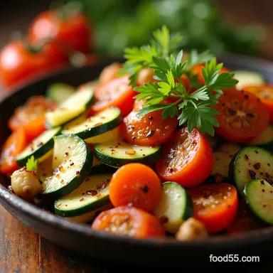 Sauteed Julienned Summer Vegetables Bright Quick Garden Saut&eacute; Recipe Card