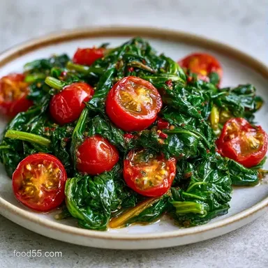 Swiss Chard Tomatoes with Garlic Recipe Card
