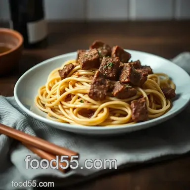 Savory Beef Tips and Noodles Recipe: A Family Favorite Comfort Dish Recipe Card