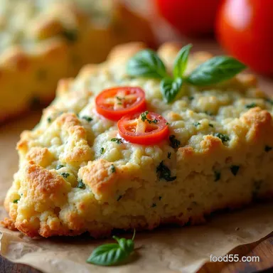 My GoTo Savory Zucchini Asiago Tomato Scones for Brunch Tender Flaky Recipe Card