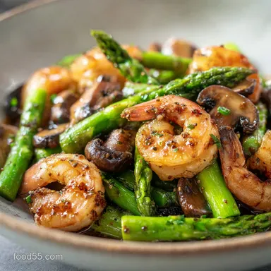 Shrimp and Asparagus Stir Fry (25 Min) Recipe Card