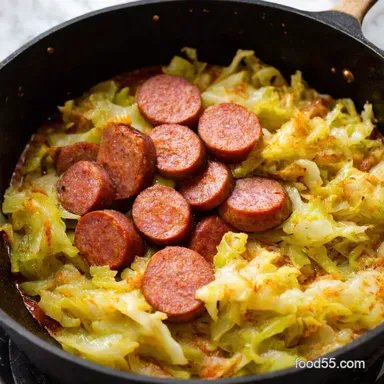 Kielbasa and Cabbage Skillet My Smoky Sweet Weeknight Favorite Recipe Card