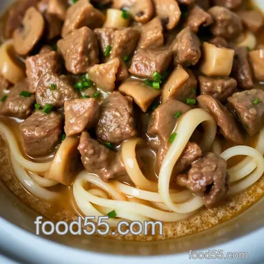 Easy Beef Stroganoff Recipe Slow Cooker: A Family Favorite Comfort Dish Recipe Card