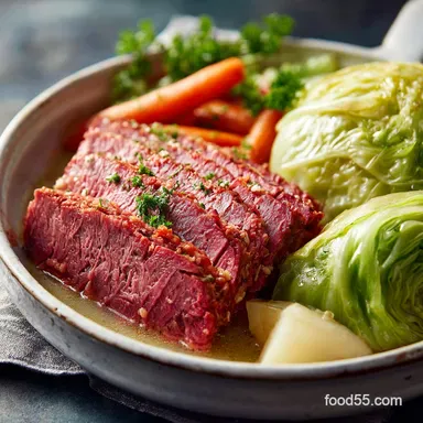 Corned Beef and Cabbage: Slow-Cooked for 8 Hours Recipe Card
