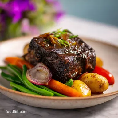 Slow Cooker Short Ribs with Tender Beef in 7 Hours and 20 Minutes Recipe Card
