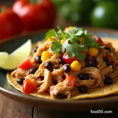 Easy Crock Pot Chicken and Black Bean Taco Salad Recipe Recipe Card
