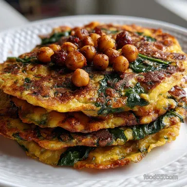 Vegetarian Breakfast Ideas: Smoked Paprika Chickpea Pancakes Recipe Card