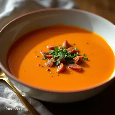 Velvety Roasted Red Pepper Soup Recipe with Smoked Paprika