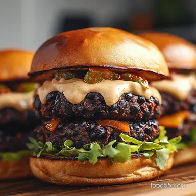 Spicy Black Bean Burgers with ChipotleLime Mayo My GoTo Weeknight Burger Recipe Card