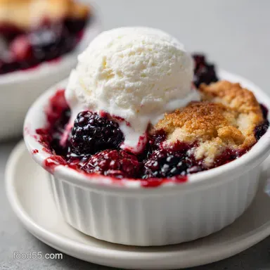 Blackberry Cobbler for 8 Servings with Golden Biscuit Crust Recipe Card