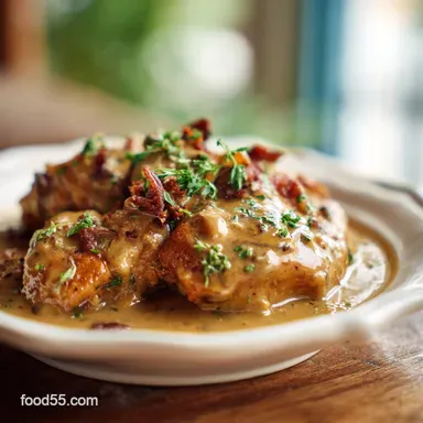 Southern Smothered Chicken Recipe for 5 Servings Recipe Card