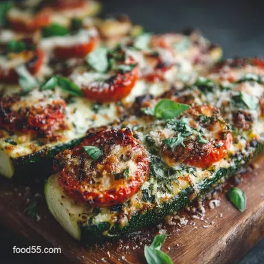 LowCarb Zucchini Pizza Boats Recipe The Ultimate Healthy Pizza Swap Recipe Card