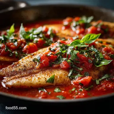 PanSeared Tilapia in Tomato Basil Sauce Ready in 25 Minutes Recipe Card
