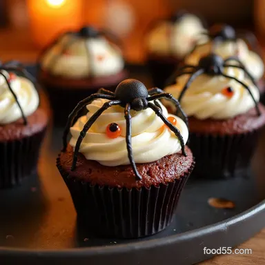 Ghoulishly Good Spooky Spider Halloween Cupcakes Recipe Recipe Card