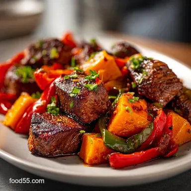Steak Bites and Sweet Potatoes in 35 Min