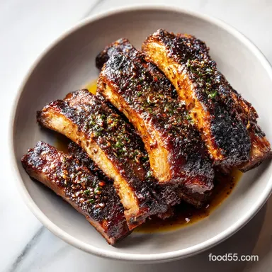 Marinated Ribs: Caramelized Oven Baked Ribs for 4 Servings Recipe Card