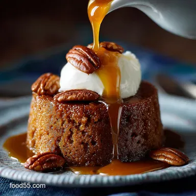 Thanksgiving Desserts NonPie: Bourbon Sticky Toffee Pumpkin Pudding Recipe Card