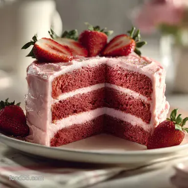 Strawberry Cake with Pink Frosting: Ready in 30 Min Recipe Card