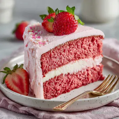 Strawberry Cake with Pink Frosting: Ready in 30 Min