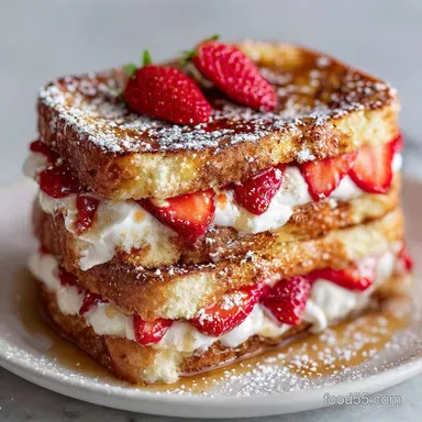 Strawberry Cream Cheese Stuffed French Toast: Decadent Brunch Recipe Card