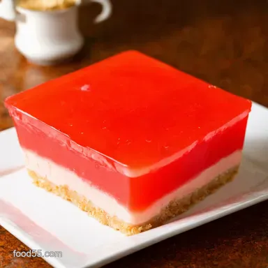 Creamy Strawberry Jello Mold Grandmas Retro Dream Recipe Card