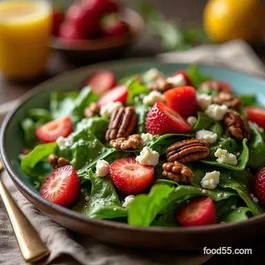 Easy Strawberry and Gorgonzola Salad with Poppy Seed Dressing Recipe Card