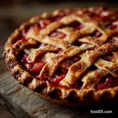 Strawberry Rhubarb Pie: Chefs Flaky Crust Recipe Recipe Card