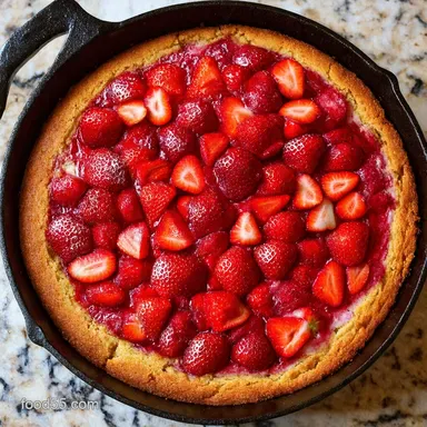 Easy Strawberry Skillet Cake A Rustic Summer Treat Recipe Card