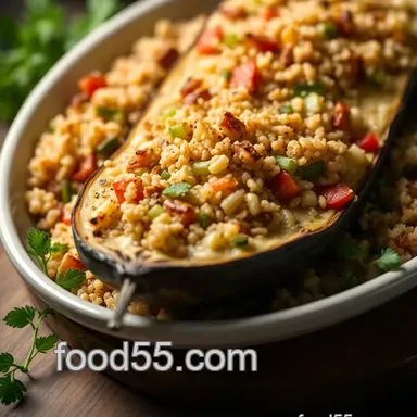 Stuffed White Eggplant with Quinoa: A Flavorful Mediterranean Delight Recipe Card
