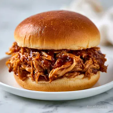 Summer Crockpot Chicken Sandwich for 8 Recipe Card