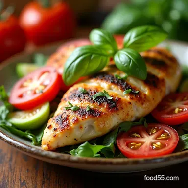 Easy Basil Chicken and Tomato Salad My Weeknight Favorite Recipe Card