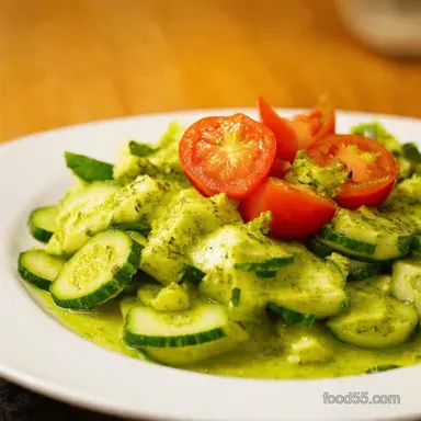 Sunny Cucumber Tomato Salad My GoTo Herbed Vinaigrette Recipe Card