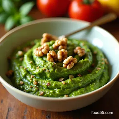 Lightened Up Basil Pesto Fresher Healthier Sauce Recipe Card