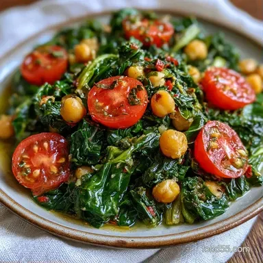 Swiss Chard with Garbanzo Beans for 4 Recipe Card