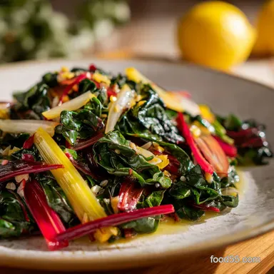 Swiss Chard with Garlic and Lemon for 4 Servings: Silky Recipe Card