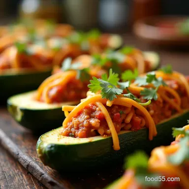 Easy Low Carb Taco Stuffed Zucchini Boats Recipe Recipe Card