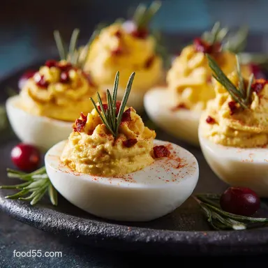 Thanksgiving Appetizer Deviled Eggs: Autumn Harvest Recipe Recipe Card