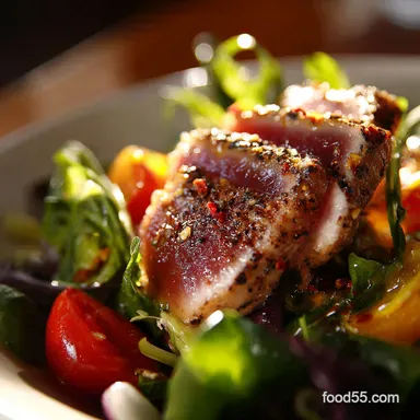 My Secret for Seared Tuna Salad with Wasabi Fiery Beurre Mont&eacute; Sauce Recipe Card