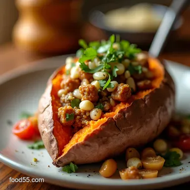 Ultimate Loaded Vegetarian Baked Sweet Potato Recipe Recipe Card