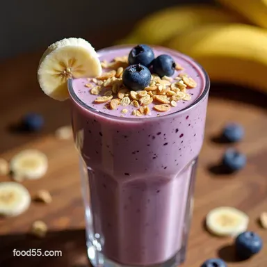 Creamy Blueberry Banana Oatmeal Smoothie in 5 Minutes Recipe Card