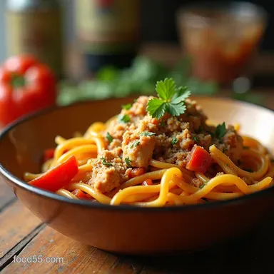 Cracking TexMex Flavour Creamy OnePot Chicken Fajita Pasta Recipe Recipe Card