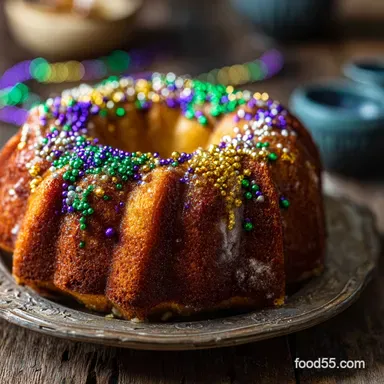 Fat Tuesday King Cake Recipe for 15 Servings Recipe Card