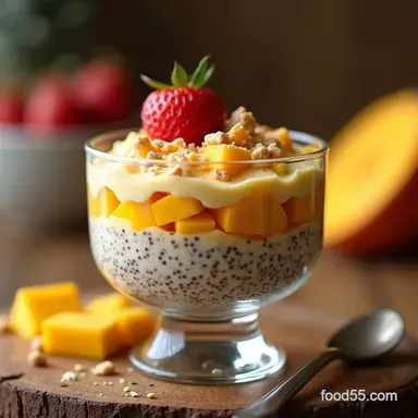 Coconut mango chia pudding My Easy Tropical MakeAhead Parfait Recipe Card