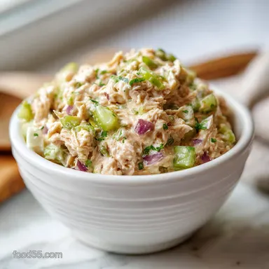 Tuna In A Salad Recipe for 4 Servings: Creamy and Crisp Recipe Card