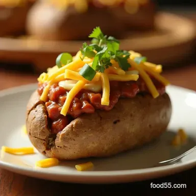 Smoky Turkey Chili Loaded Baked Potato Recipe Comfort Food Made Easy Recipe Card