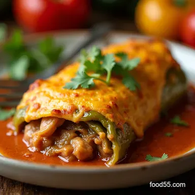 Turkey Enchilada Stuffed Poblanos Rellenos Weeknight Favorite Recipe Card