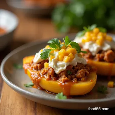 Easy Turkey Picadillo Stuffed Sweet Plantains Sweet Savory Recipe Card